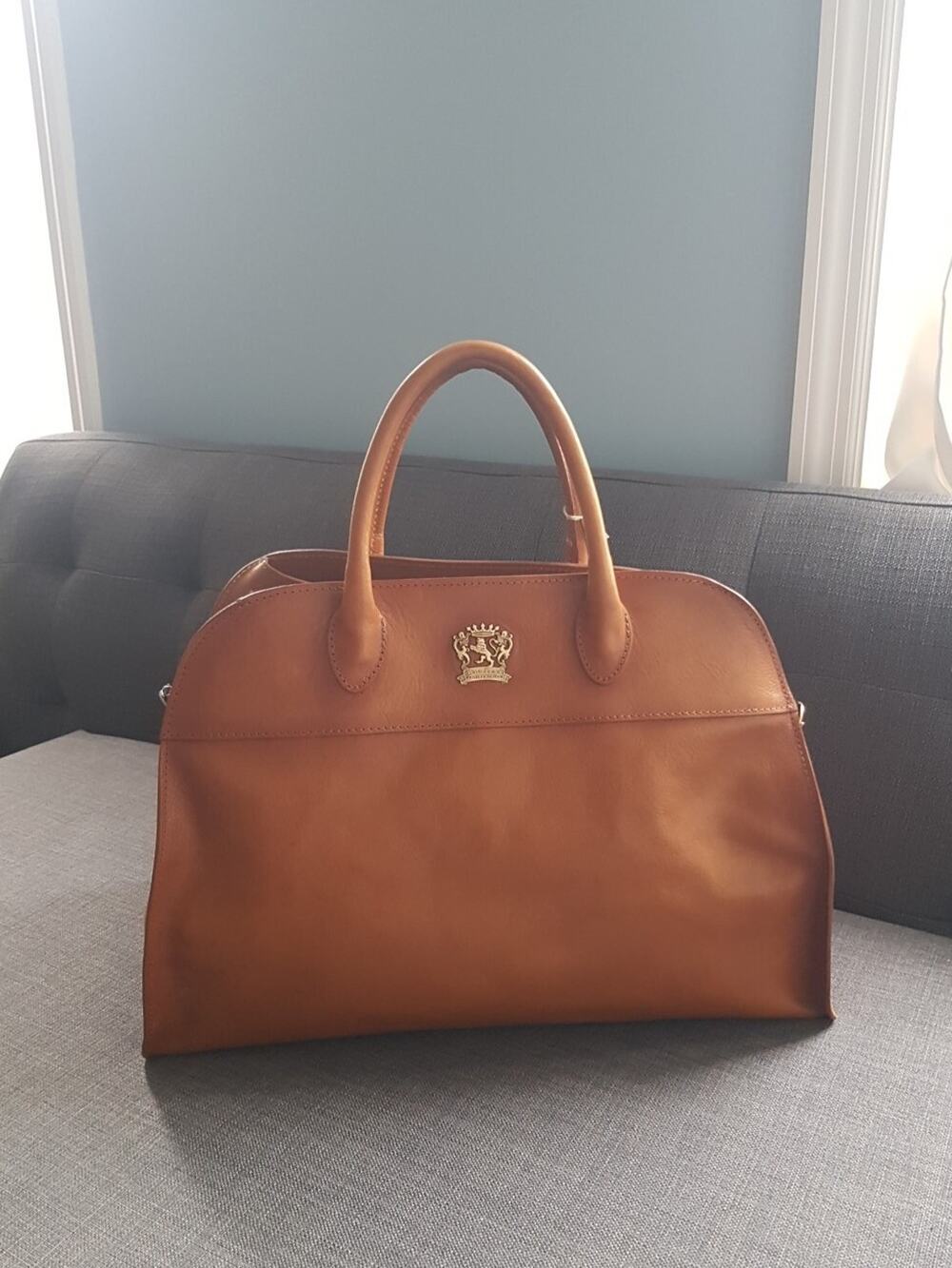 Pratesi Firenze Italian Leather Large Satchel Travel Bag Brown STYLE B548
